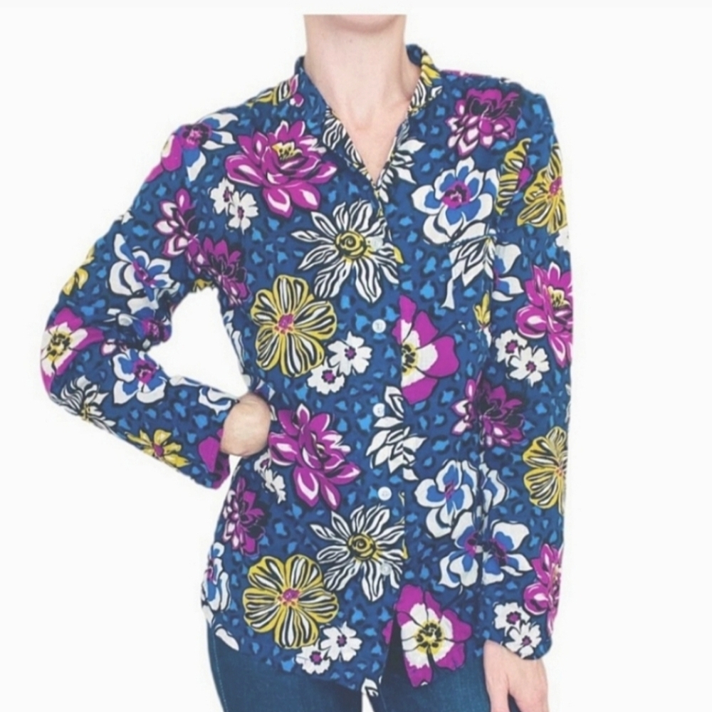 Vera Bradley Vibrant Floral Button Down Shirt